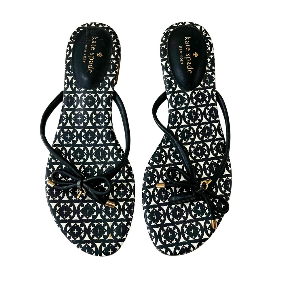 Kate Spade Geometric Black and White Sandals Flip Flops - Picture 2 of 9